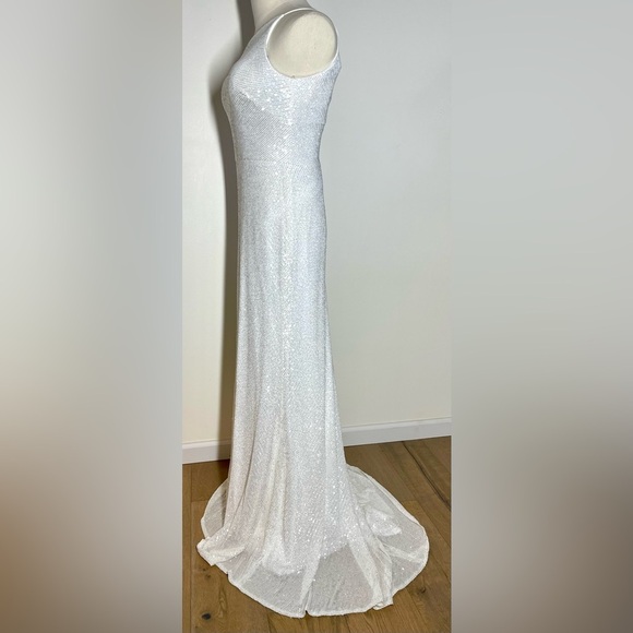 Anthro Jenny Yoo Collection | Zara One-Shoulder | Sequin Column Gown | 14 - Picture 5 of 10